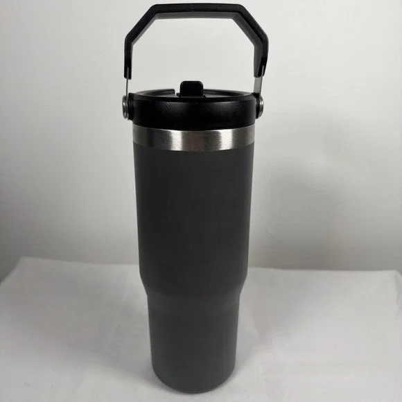 Stanley Cup Tumbler Black Gray Insulated Cold 30 Oz Water Bottle Sip Straw Top - Picture 6 of 10
